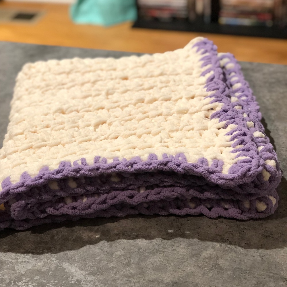 Handmade crocheted baby blanket.